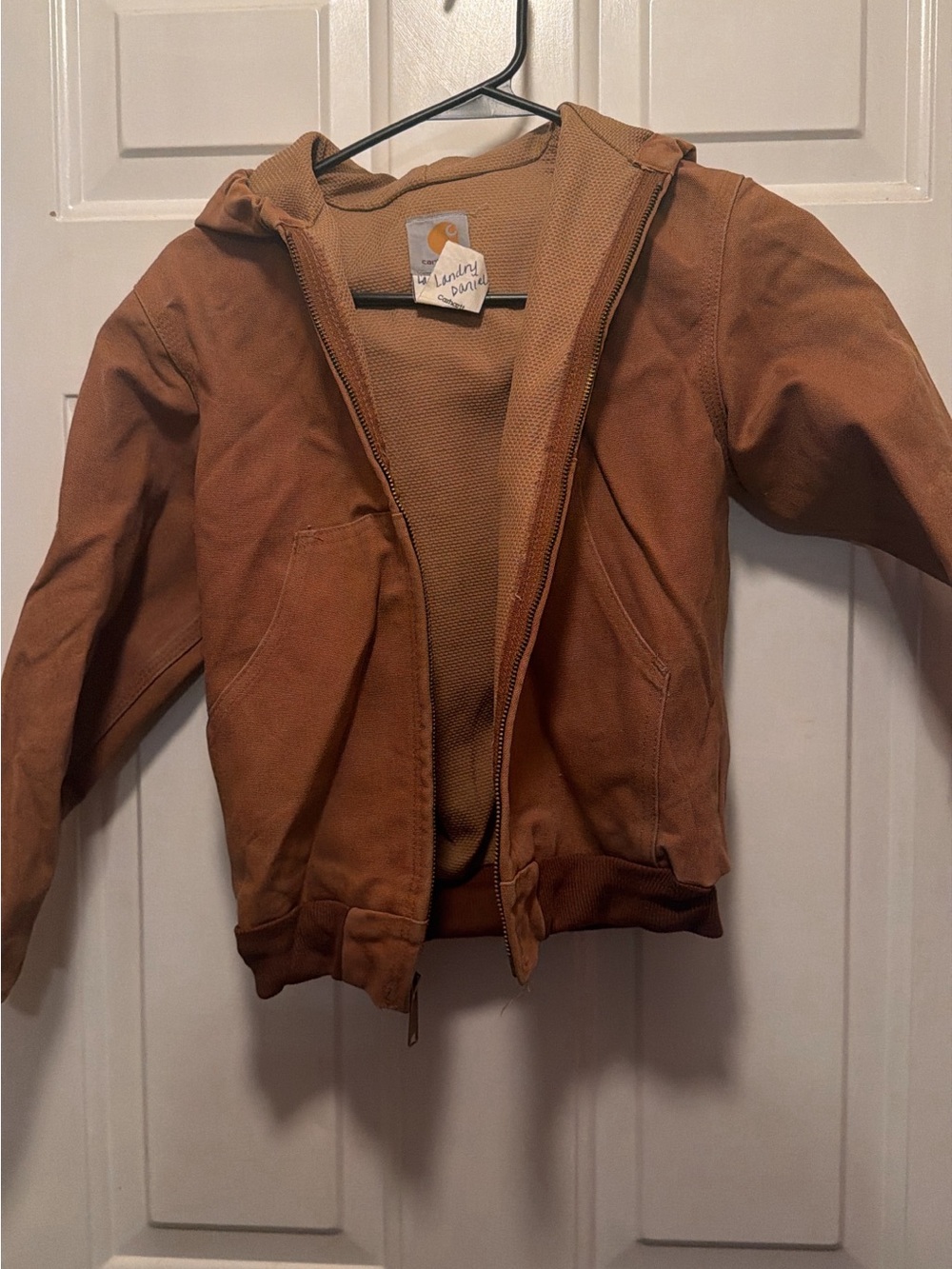 Carhartt Kids Tan Hooded Canvas Puffer Jacket